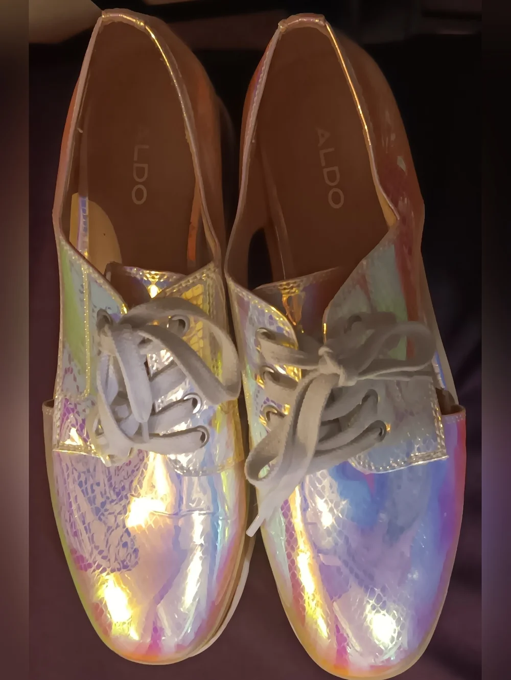 ALDO - Iridescent Snakeskin Lace-Up Cutout Platform Shoe - Women's 8 (US) - Picture 5 of 8